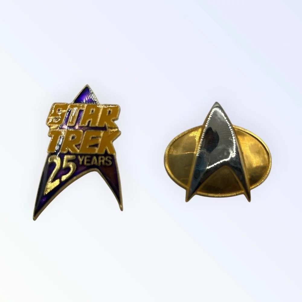 STAR TREK PIN LOT Vintage 1988 Star Trek Starfleet Logo Lapel Pin & 25‎ YEAR